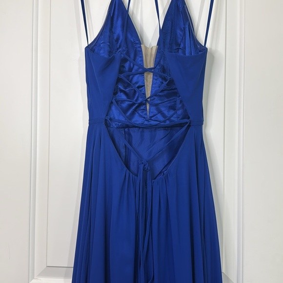 Betsey & Adam Dress Lace Up Back Plunging Front EUC Size 2 Royal Blue Women’s - Picture 14 of 15